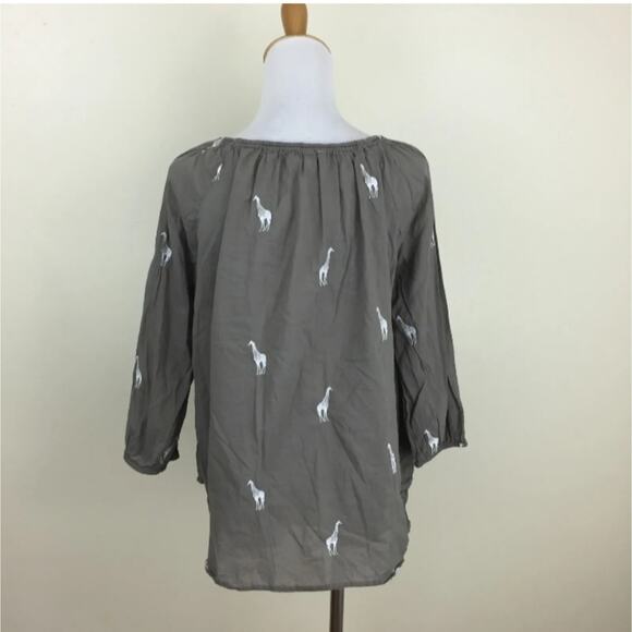 Ann Taylor LOFT Giraffe Embroidered Peasant Top NWOT - Picture 3 of 10
